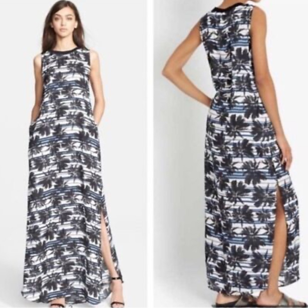 L'AGENCE Black and White Patterned Maxi Dress
